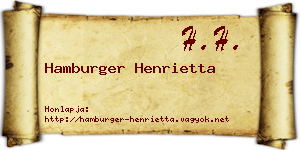 Hamburger Henrietta névjegykártya